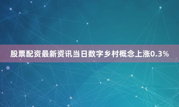 股票配资最新资讯当日数字乡村概念上涨0.3%