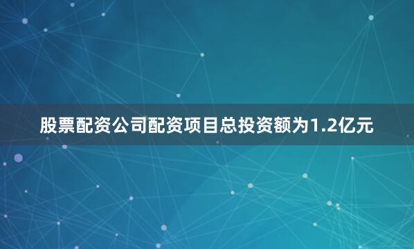 股票配资公司配资项目总投资额为1.2亿元